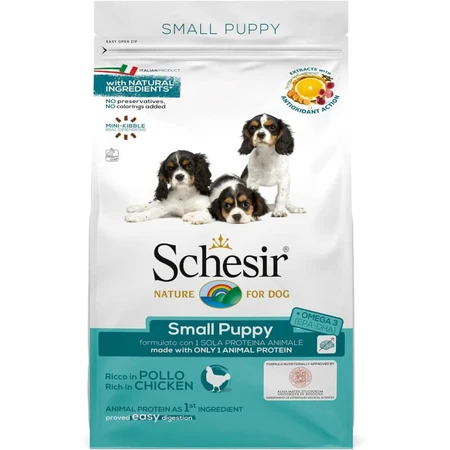 Schesir Small Puppy Chicken – Alleinfuttermittel für Welpen kleiner Rassen, 800 g