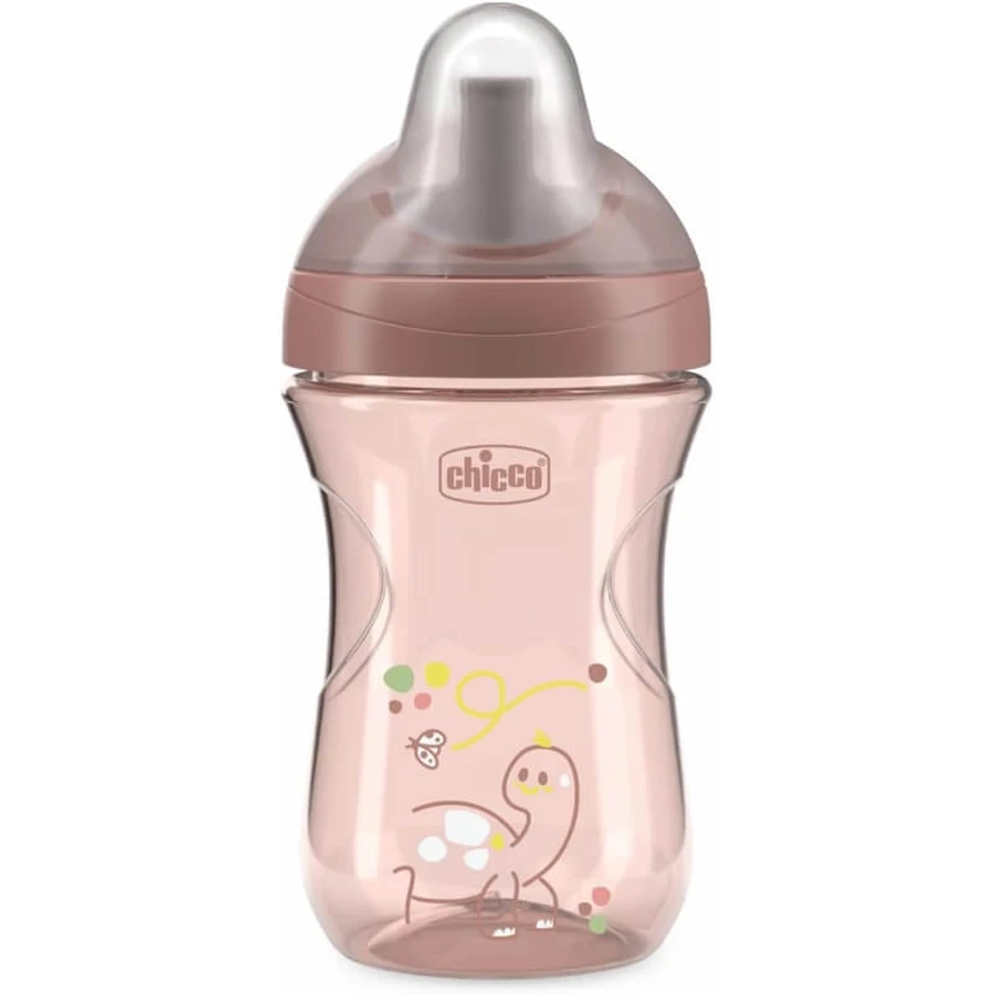 Vaso Chicco Advanced, vaso de plástico antiderrame de 266 ml con pajita