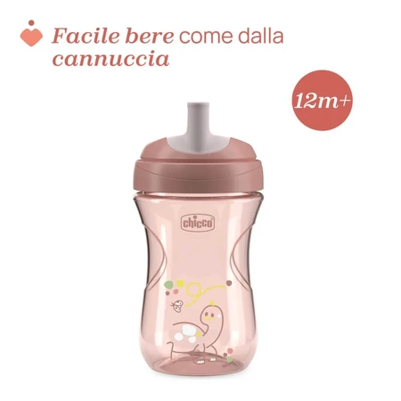 Vaso Chicco Advanced, vaso de plástico antiderrame de 266 ml con pajita