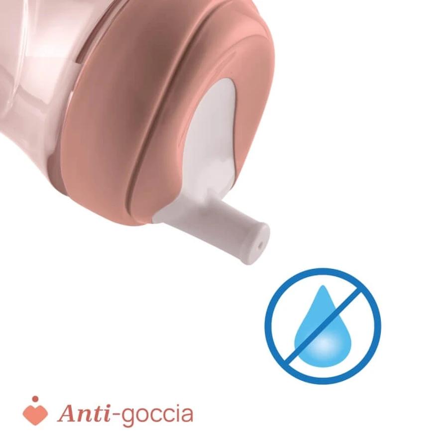 Vaso Chicco Advanced, vaso de plástico antiderrame de 266 ml con pajita