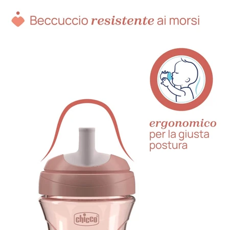 Vaso Chicco Advanced, vaso de plástico antiderrame de 266 ml con pajita