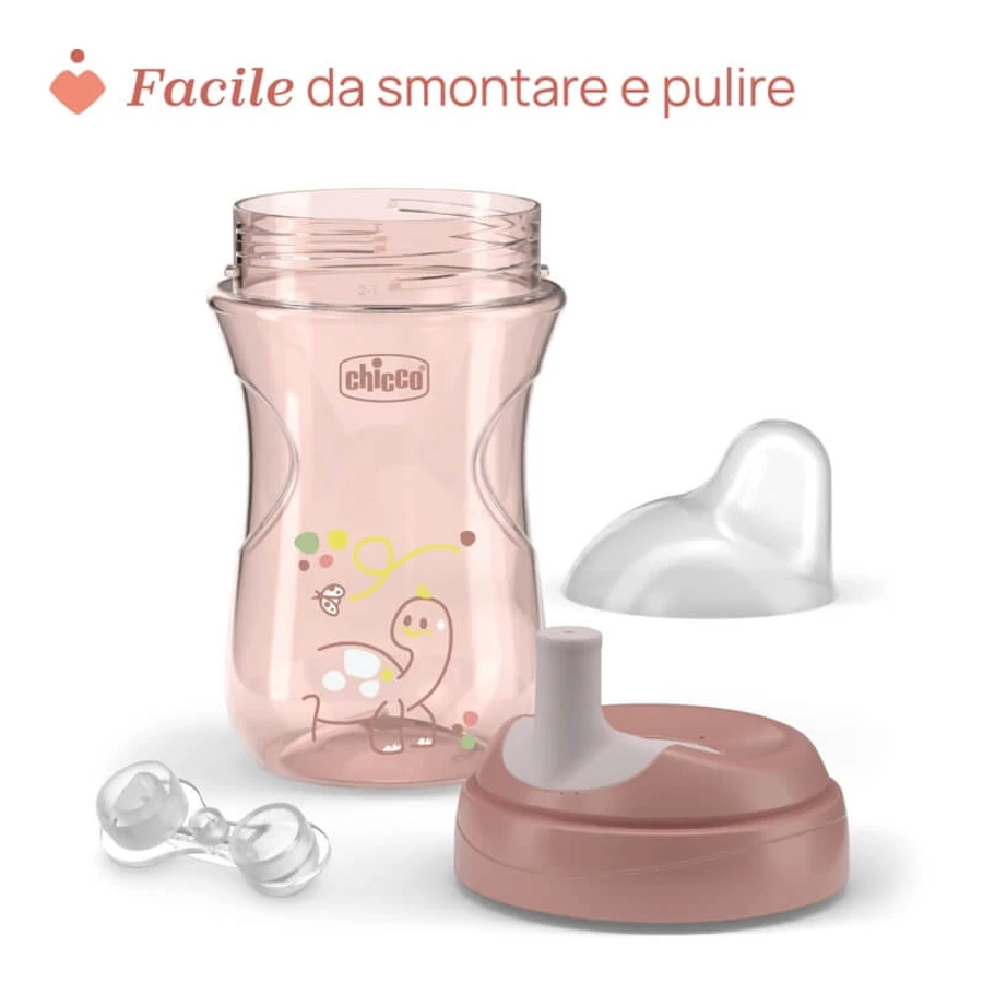 Vaso Chicco Advanced, vaso de plástico antiderrame de 266 ml con pajita
