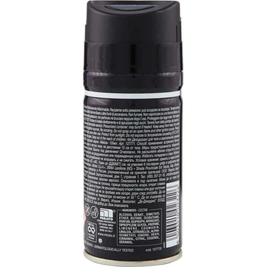 Malizia Black &amp; Wild - Deodorant in sprayvorm voor mannen, 150 ml