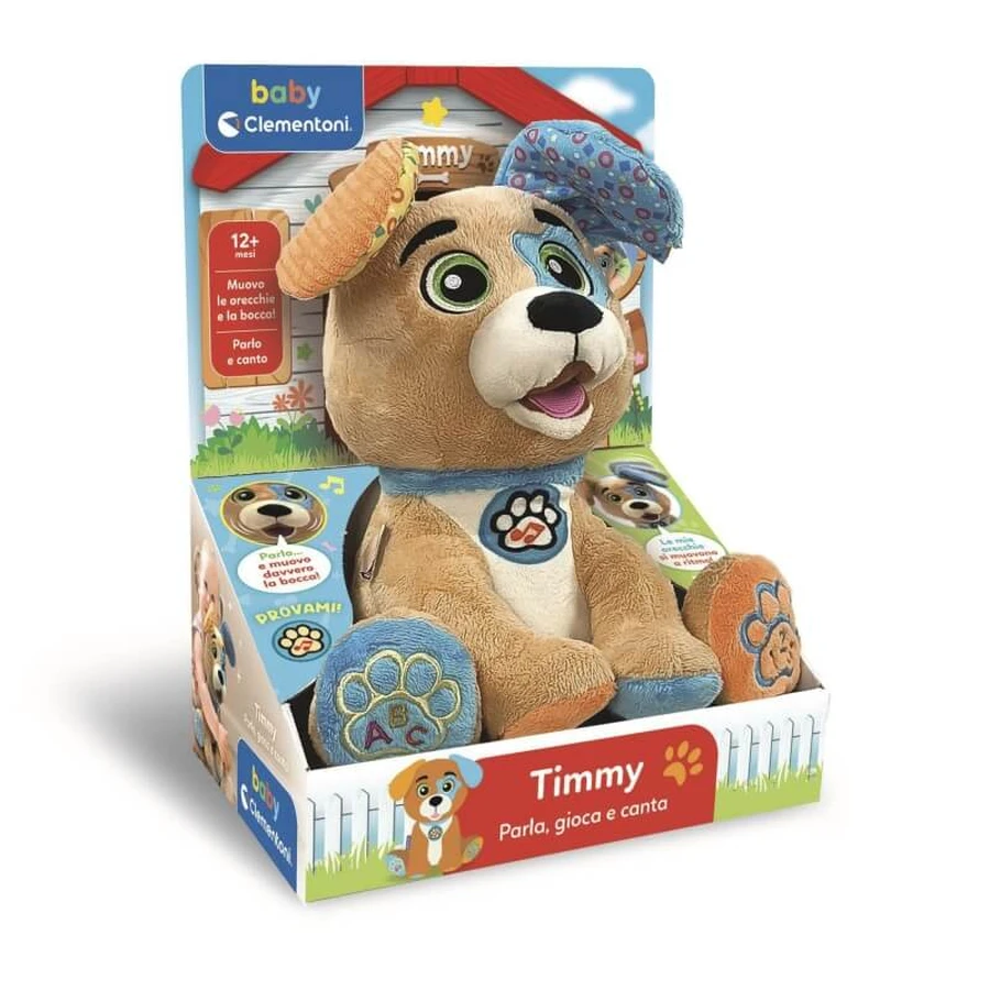 Clementoni Timmy – Interaktives Plüschtier: Spricht, spielt und singt (ab 12 Monaten)