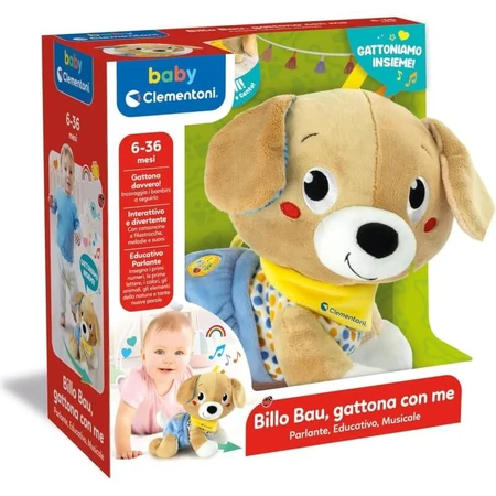 Clementoni Billo Bau, «Crawl with Me» — Peluche interactivo que habla, de 6 a 36 meses