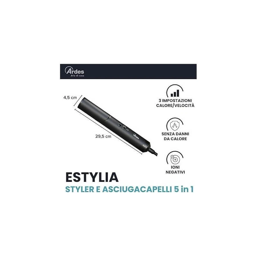 Ardes Estylia arphon03 - Sèche-cheveux et appareil de coiffure multifonction 5-en-1 - Noir