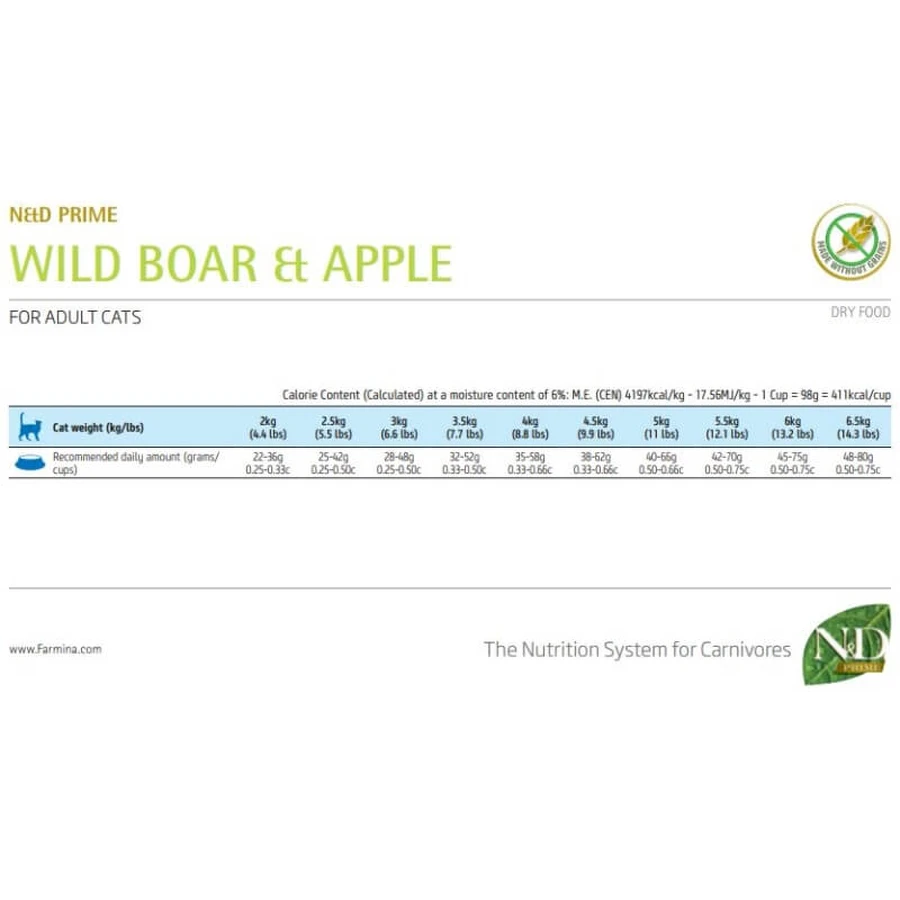 Farmina N&amp;d Prime Adult mit Wildschwein und Apfel – Alleinfuttermittel für ausgewachsene Katzen, 300 g
