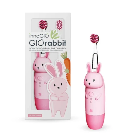Innogio Gio Rabbit - Sonic Toothbrush with Interchangeable Light-Up Brush Head - Pink
