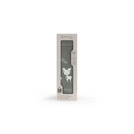 Nuvita Moovo - Stainless Steel Insulated Water Bottle with Straw and Retractable Spout, Sage Green, 500 ml