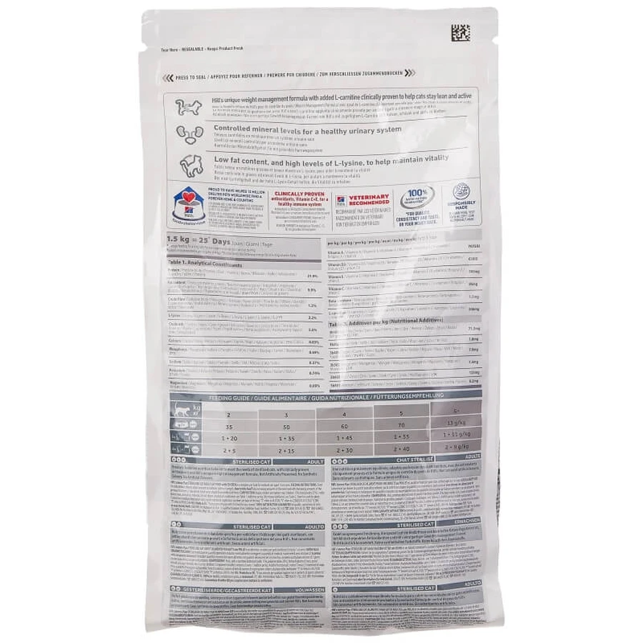 Hill's Science Plan Sterilized Cat Young Adult Dry Cat Food (Chicken Flavor), 1.5 kg