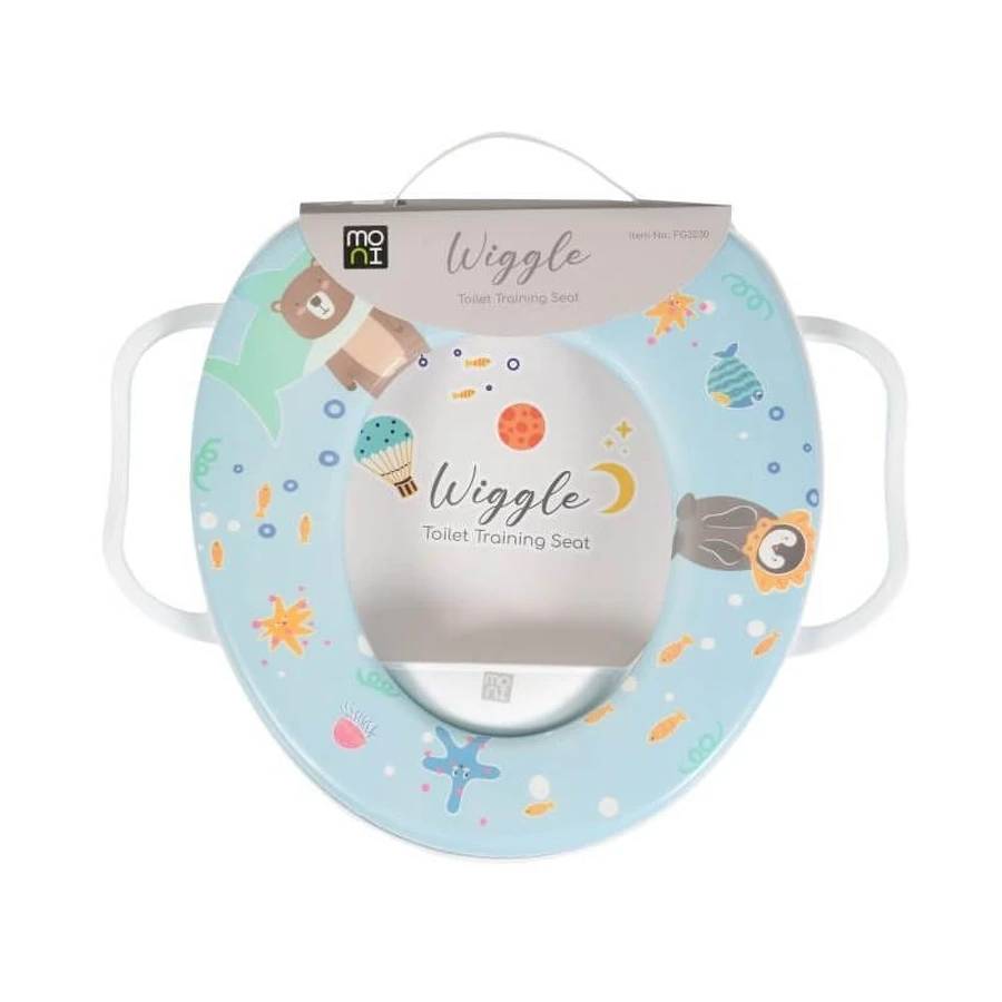 Moni Trade Blue Wiggle – Kindersitzerhöhung mit weichem Polster und Haltegriffen