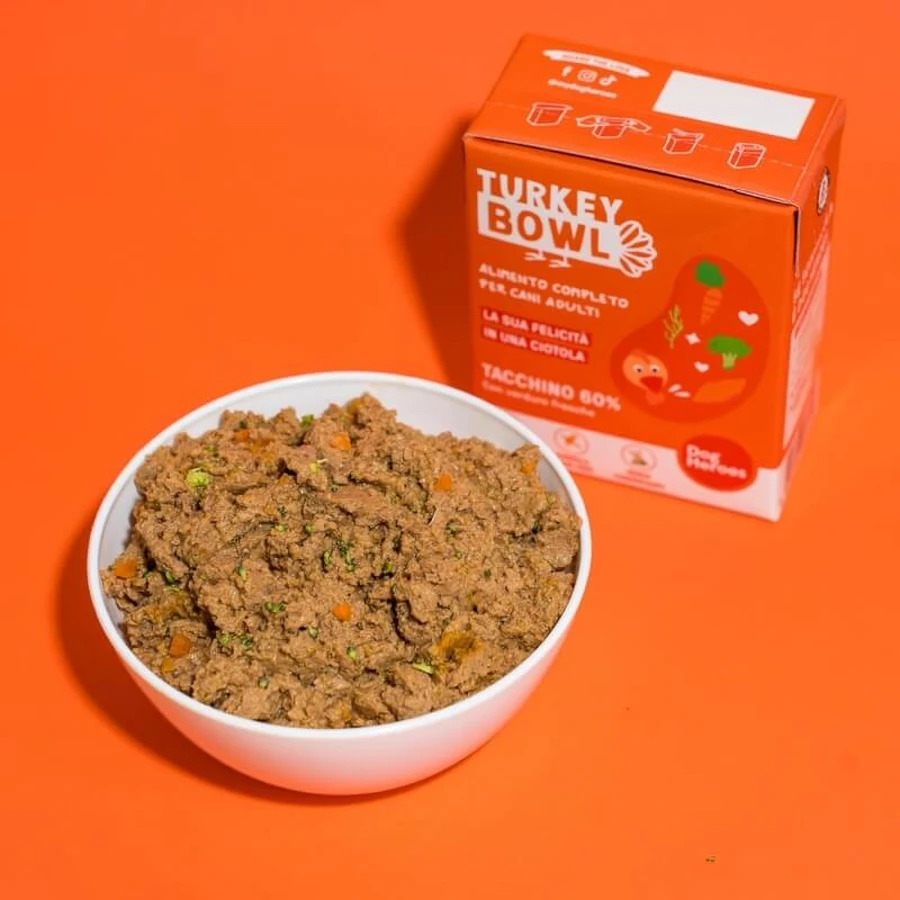 Dog Heroes Turkey Bowl - Aliment complet pour chiens adultes présentant des sensibilités digestives ou des problèmes de poids, 390 g