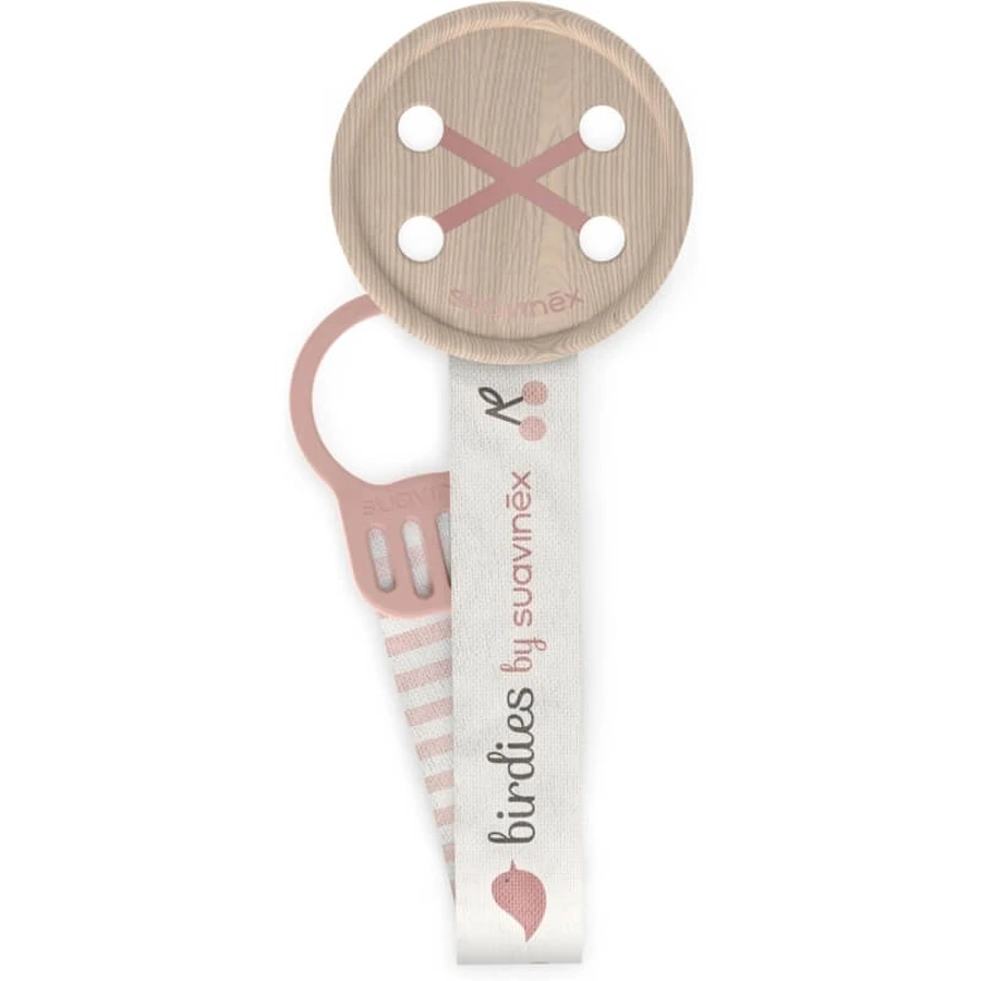Suavinex Birdies - Pink Fabric Pacifier Clip
