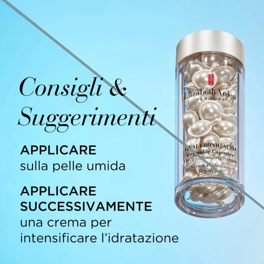 Elizabeth Arden Ácido hialurónico y ceramidas: sérum hidratante y reafirmante, 60 cápsulas