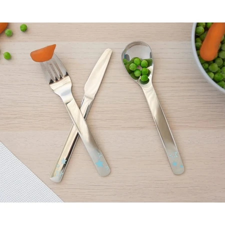 Kiokids Edelstahl-Besteckset – Hellblau