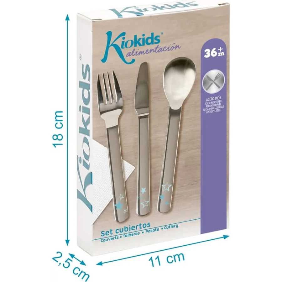 Kiokids Edelstahl-Besteckset – Hellblau
