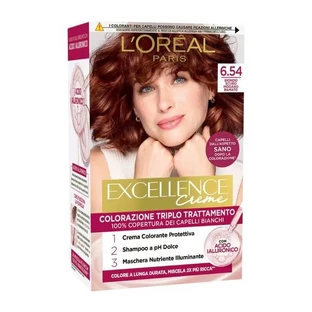 L'Oréal Paris Excellence Crème – Haarfärbe-Kur Nr. 6.54 Dunkelblond mit kupferfarbenen Mahagoni-Strähnchen