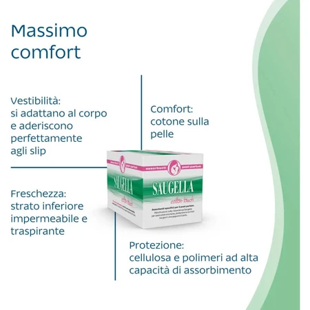 Saugella Postpartum Pads, Cotton Touch, 10 pads