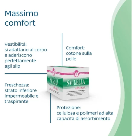 Saugella Postpartum Pads, Cotton Touch, 10 pads