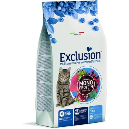Exclusion Mediterraneo Noble Grain Katzenfutter für ausgewachsene Katzen mit Thunfisch – Trockenfutter für ausgewachsene Katzen zur Unterstützung der Gesundheit der Harnwege und zur Haarballenbekämpfung, 300 g