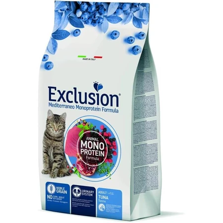 Exclusion Mediterraneo Noble Grain Katzenfutter für ausgewachsene Katzen mit Thunfisch – Trockenfutter für ausgewachsene Katzen zur Unterstützung der Gesundheit der Harnwege und zur Haarballenbekämpfung, 300 g
