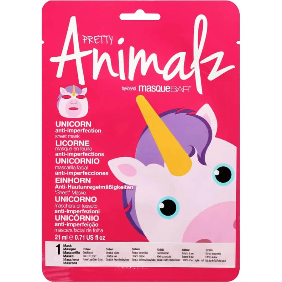 Mască Pretty Animalz Unicorn – mască din țesătură împotriva imperfecțiunilor