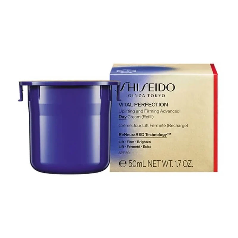 Shiseido Vital Perfection: Crema de día avanzada reafirmante y revitalizante con SPF 30 - Crema de día antiarrugas, recambio de 50 ml