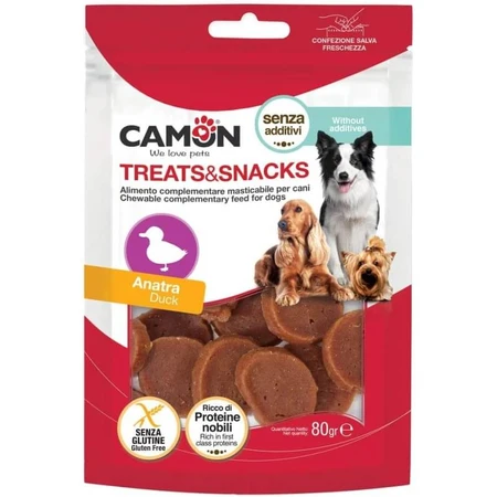 Camon Duck Treats & Snacks - Aanvullend voer voor volwassen honden, 80 g