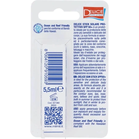 Delice solaire Stick de protecție solară SPF 50+, protecție foarte ridicată, 5,5 ml