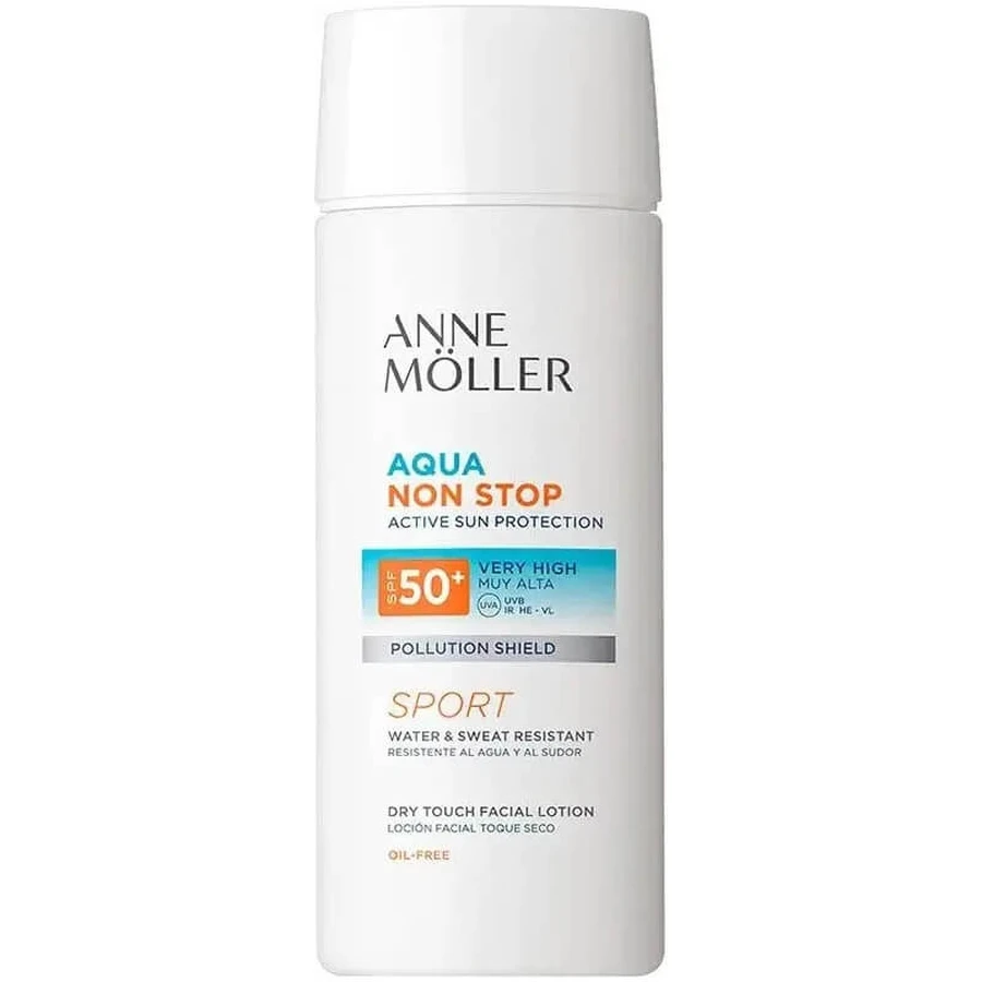 Anne Moller Gezichtszonnebrandcrème SPF 50+ Dry-Touch Lotion Aqua Non-Stop Sport Zeer hoge bescherming 75 ml