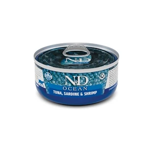 Farmina N&amp;d Ocean Feline Adult Tuna, Sardines, and Shrimp - Complete Food for Adult Cats, 70 g