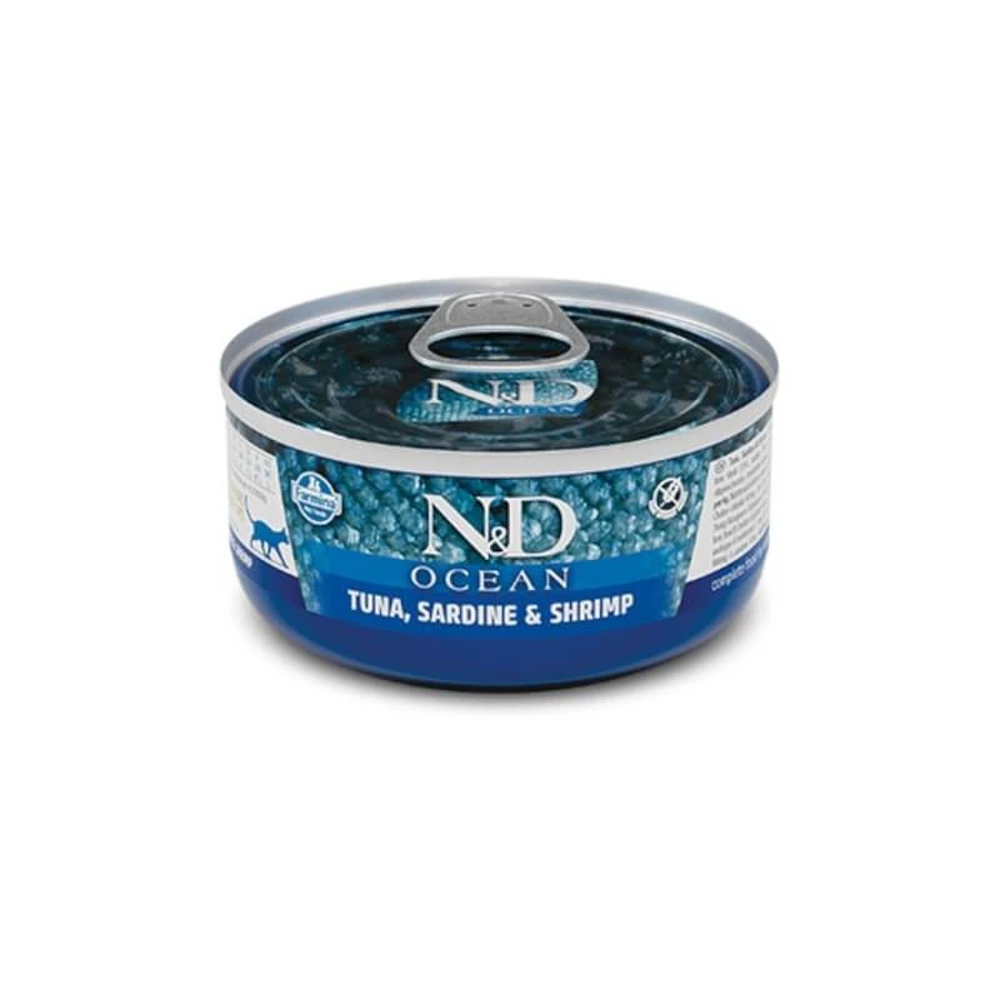 Farmina N&amp;d Ocean Feline Adult Tuna, Sardines, and Shrimp - Complete Food for Adult Cats, 70 g