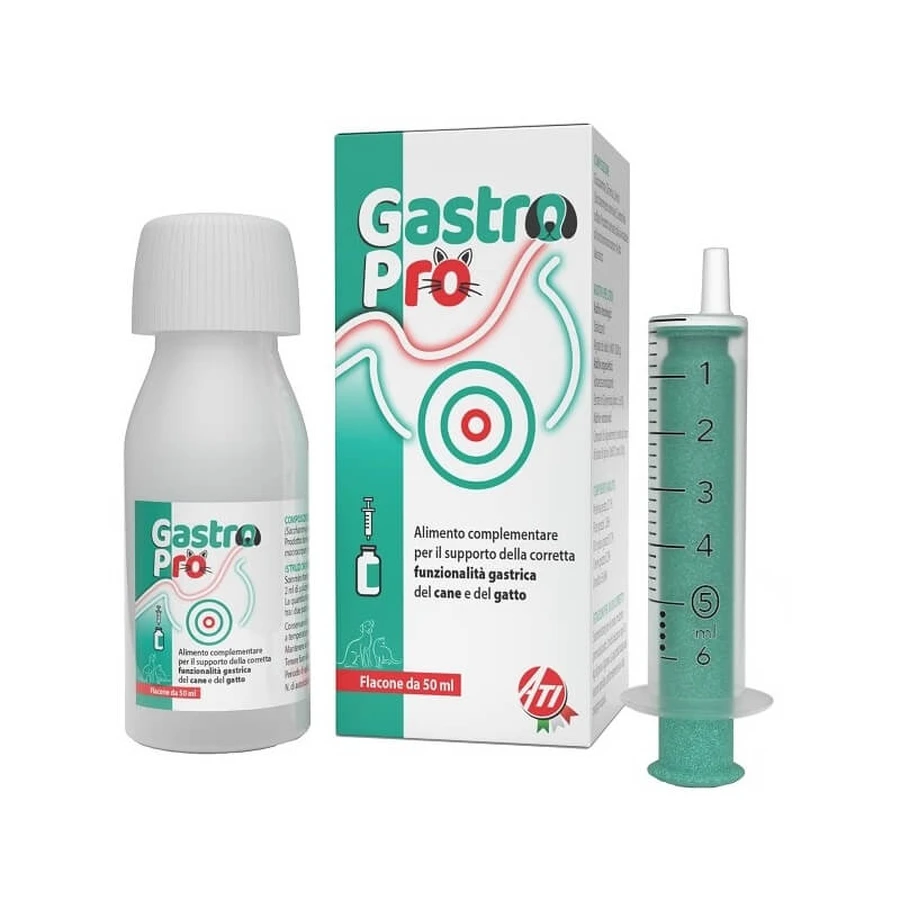 Ati Gastro Pro - complément alimentaire destiné à favoriser le bon fonctionnement gastrique chez les chiens et les chats, 50 ml