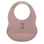Nattou Bib with Pocket, Made of Soft, BPA-Free Silicone, in Antique Pink with a Bunny Design