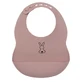 Nattou Bib with Pocket, Made of Soft, BPA-Free Silicone, in Antique Pink with a Bunny Design