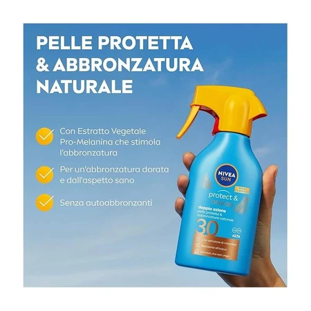 Spray solaire double action Nivea SPF 30 « Sun Protect &amp; Bronze », 250 ml