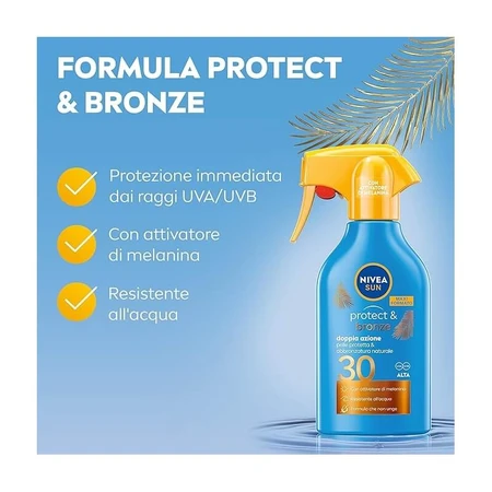 Spray solaire double action Nivea SPF 30 « Sun Protect &amp; Bronze », 250 ml