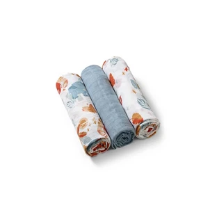 Babyono Set van 3 blauwe mousseline-doekjes, 70x70 cm