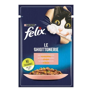 Purina Felix Salmon and Zucchini Treats - Complete Food for Adult Cats, 85 g