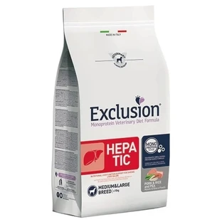 Exclusion Exclusion Hepatic (Pork, Rice, and Peas) for Medium to Large Breeds - Dog Food for Dogs with Liver Failure, 12 kg