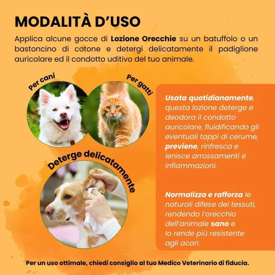 Camon Ohrlotion – Reinigung und Hygiene für Hunde und Katzen mit Propolis und Teebaumöl, 200 ml