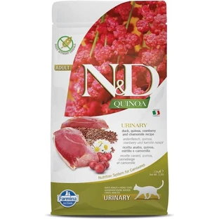 Farmina N&amp;d Quinoa Urinary Pato, quinoa, arándano rojo y manzanilla - Alimento completo para gatos adultos con problemas urinarios, 1,5 kg