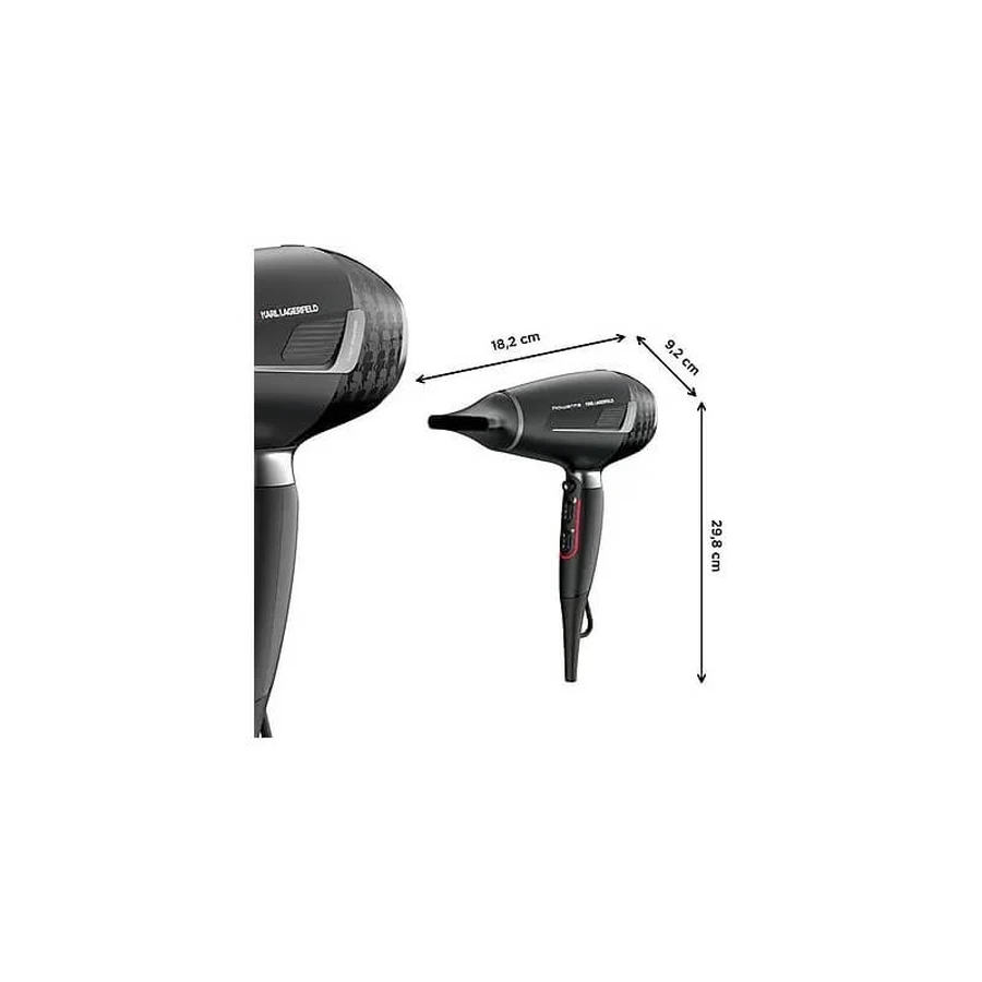Secador de pelo Rowenta X Karl Lagerfeld K/Pro Stylist, motor de CA profesional de 2200 W, secado ultrarrápido - Negro
