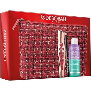 Deborah Kit : Look parfait - Mascara « Instant Maxi Volume » + Crayon pour les yeux noir 24 heures + Démaquillant biphasé + Pochette
