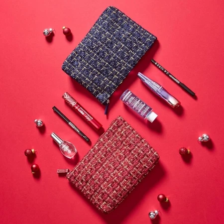 Deborah Kit : Look parfait - Mascara « Instant Maxi Volume » + Crayon pour les yeux noir 24 heures + Démaquillant biphasé + Pochette