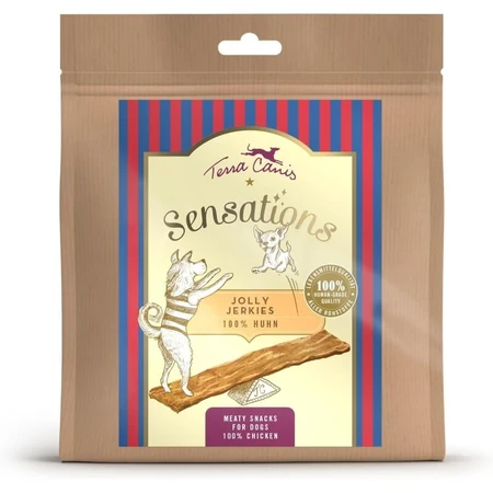 Terra Canis Sensations Jolly Jerkies Huhn – Snacks für Hunde mit Nahrungsmittelunverträglichkeiten, 90 g
