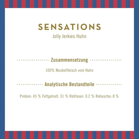 Terra Canis Sensations Jolly Jerkies Huhn – Snacks für Hunde mit Nahrungsmittelunverträglichkeiten, 90 g