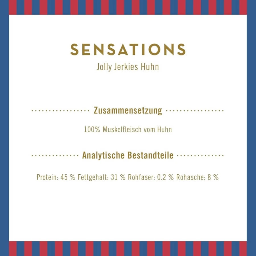Terra Canis Sensations Jolly Jerkies Huhn – Snacks für Hunde mit Nahrungsmittelunverträglichkeiten, 90 g