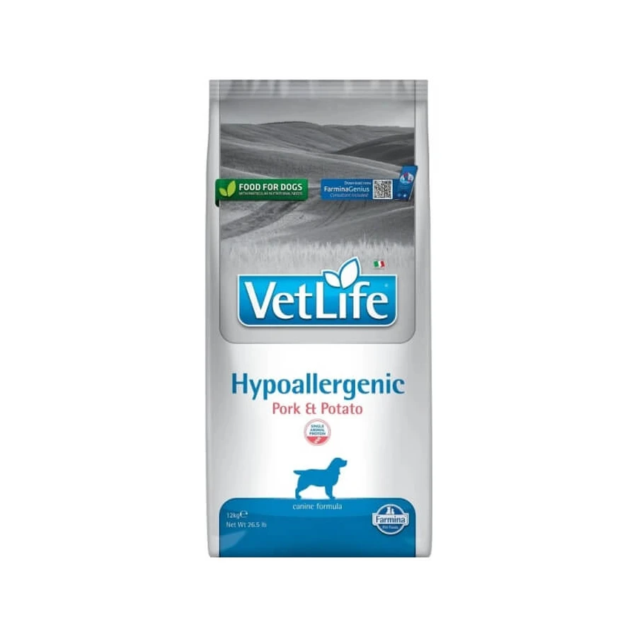 Farmina Vet Life Hypoallergenic Varkensvlees en Aardappel - Compleet voer voor honden met voedselintoleranties en huidaandoeningen, 12 kg