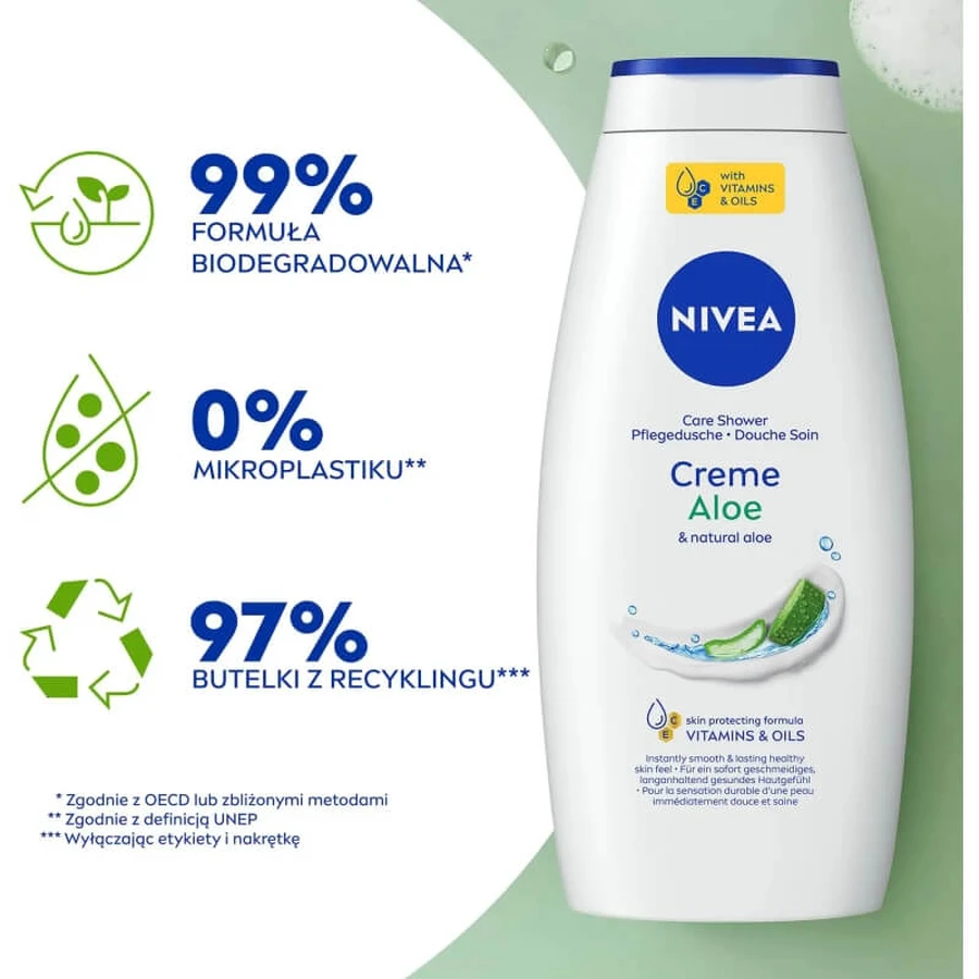 Cremas de aloe de Nivea - Gel de baño hidratante, 750 ml